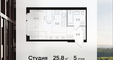 Студия, 25 м²