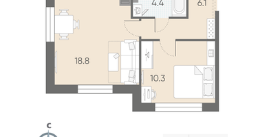 1-к. квартира, 39&nbsp;м²
