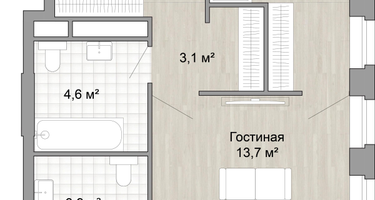 Студия, 54 м²