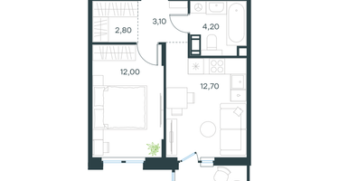 1-к. квартира, 36&nbsp;м²