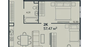 Студия, 57&nbsp;м²