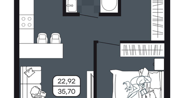 Студия, 35&nbsp;м²