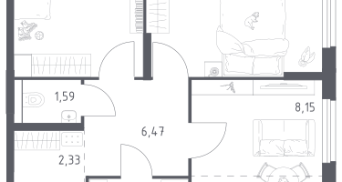 2-к. квартира, 57&nbsp;м²