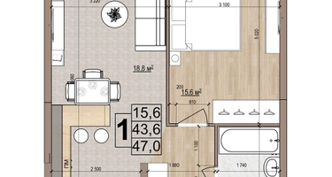 1-к. квартира, 47&nbsp;м²