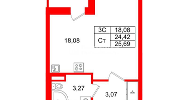 Студия, 24&nbsp;м²