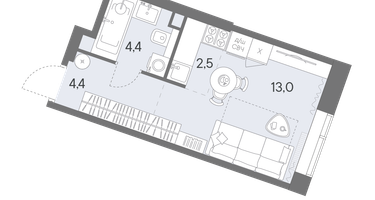 Студия, 24&nbsp;м²