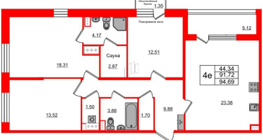 3-к. квартира, 90 м²