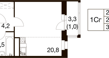 Студия, 29 м²