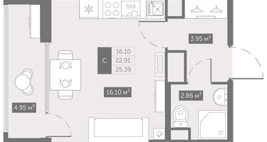 Студия, 25&nbsp;м²
