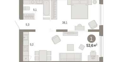 1-к. квартира, 53&nbsp;м²