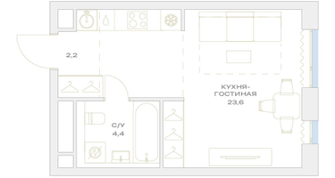 Студия, 30 м²
