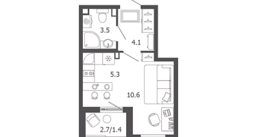 Студия, 25&nbsp;м²