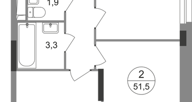 2-к. квартира, 51&nbsp;м²