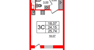 Студия, 24 м²