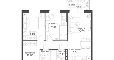 3-к. квартира, 55&nbsp;м²
