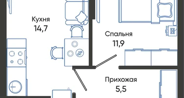 1-к. квартира, 37&nbsp;м²