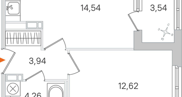 1-к. квартира, 37 м²