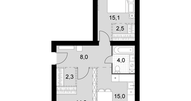 2-к. квартира, 61&nbsp;м²