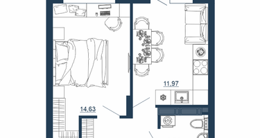 1-к. квартира, 37&nbsp;м²