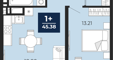 1-к. квартира, 43&nbsp;м²