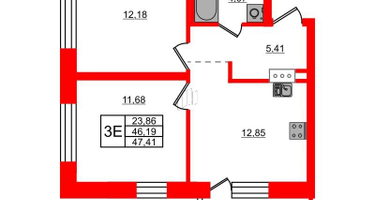 2-к. квартира, 47 м²