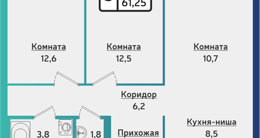 3-к. квартира, 61&nbsp;м²