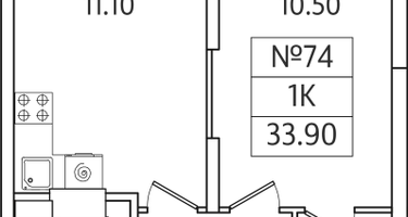 1-к. квартира, 33&nbsp;м²