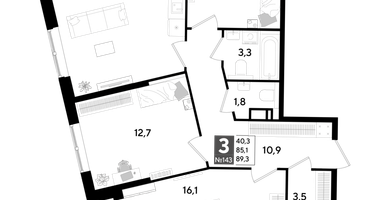 3-к. квартира, 89&nbsp;м²