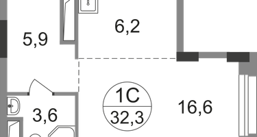 1-к. квартира, 32 м²