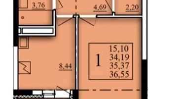 1-к. квартира, 35 м²