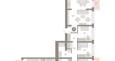4-к. квартира, 131 м²