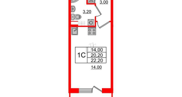 Студия, 20&nbsp;м²