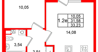 1-к. квартира, 31&nbsp;м²