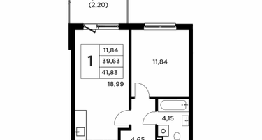1-к. квартира, 46&nbsp;м²