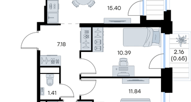 2-к. квартира, 52 м²