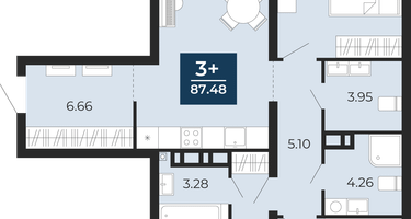 3-к. квартира, 87&nbsp;м²
