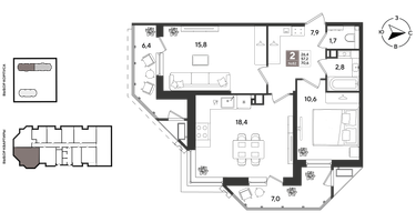2-к. квартира, 70&nbsp;м²