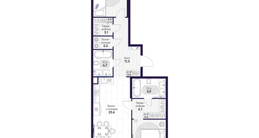 2-к. квартира, 87&nbsp;м²