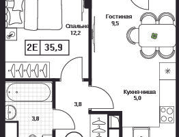 1-к. квартира, 35&nbsp;м²