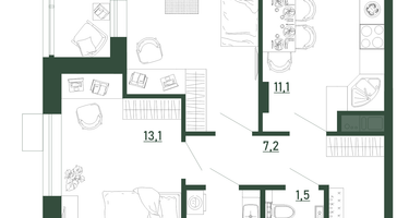 2-к. квартира, 49&nbsp;м²