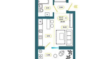Студия, 27&nbsp;м²