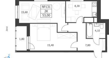 2-к. квартира, 53&nbsp;м²