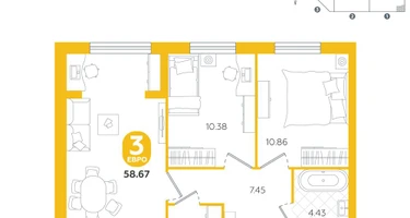 3-к. квартира, 58&nbsp;м²