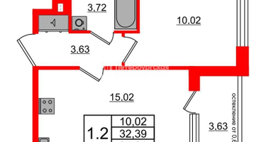1-к. квартира, 32&nbsp;м²