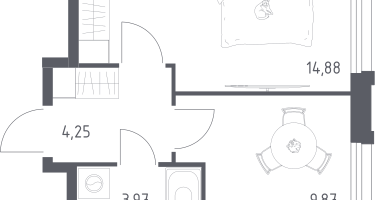 1-к. квартира, 32&nbsp;м²