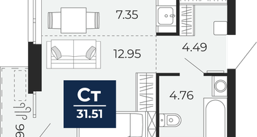Студия, 29&nbsp;м²