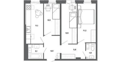 3-к. квартира, 56&nbsp;м²
