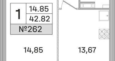 1-к. квартира, 42&nbsp;м²
