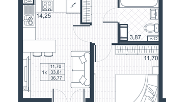 1-к. квартира, 33&nbsp;м²