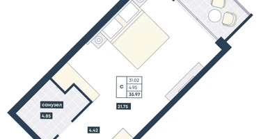 Студия, 35&nbsp;м²